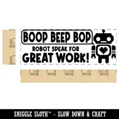 Boop Beep Bop Robot Speak For Great Work Teacher Student School Self-Inking Rubber Stamp Ink Stamper Orange