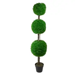 Northlight 60" Triple Sphere Artificial Boxwood Topiary Potted Plant Green