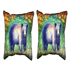 Pair of Betsy Drake Black Bear Small Pillows 11 Inch X 14 Inch
