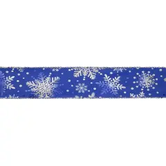 Northlight Blue and Silver Snowflake Christmas Wired Craft Ribbon 2.5" x 16 Yards