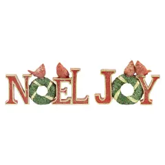 Northlight Cardinals on Wreaths "Joy" and "Noel" Christmas Display Signs - 10" - Set of 2 Red