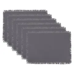 DII Solid Gray Heavyweight Fringed Placemat (Set of 6)