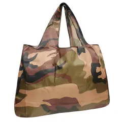 Wrapables Large Foldable Tote Nylon Reusable Grocery Bag Camo