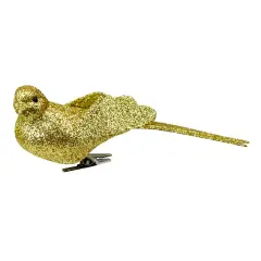 Northlight Glittered Bird Clip-On Christmas Ornament - 6" - Gold-tone