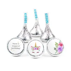 324ct Unicorn Birthday Stickers for Hershey's Kisses Party Favors DIY Kids Birthday Supplies (324 Count) - 3/4" - By Just Candy