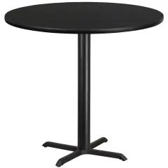 Emma and Oliver 42" Round Laminate Table Top with 33"x33" Bar Height Table Base Black