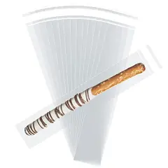 100 Pcs Self Sealing Cellophane Bags,2x10 Inches Clear Pretzel Rod Bags, Resealable Cellophane Bag for Packaging ICY Candy Popsicle,Gifts, Favors, Products, Candy