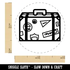Travel Suitcase with Destination Stickers Self-Inking Rubber Stamp for Stamping Crafting Planners Green