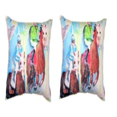 Pair Of Betsy Drake Starting Gate No Cord Pillows 16 X 20