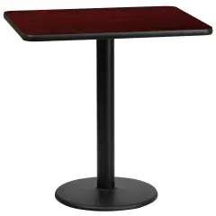 Emma and Oliver 24"x30" Rectangular Laminate Table with 18" Round Table Base Mahogany