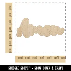 Amen Cursive Fun Text Prayer Praying Unfinished Wood Shape Piece Cutout for DIY Craft Projects