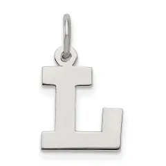 Sterling Silver Small Block Initial Letter L Charm Jewerly 16mm x 10mm
