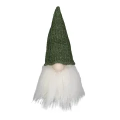 Northlight LED Lighted Plush Green Knit Hat Gnome Head Christmas Decoration - 11"