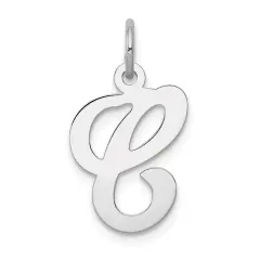 14K White Gold Polished Fancy Initial Letter C Charm Jewerly 20mm x 11mm