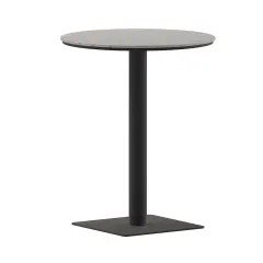 Emma and Oliver Fena 24" Round Outdoor Dining Table with Faux Teak Poly Slats and Steel Frame Gray