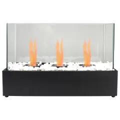 Northlight Bio Ethanol Ventless Portable Triple Fireplace with Flame Guard - 17.75" - Black
