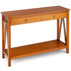 Console Table with Drawer Storage Shelf for Entryway Hallway Cherry
