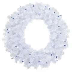 Northlight Pre-Lit Woodbury White Pine Artificial Christmas Wreath - 24" - Blue Lights
