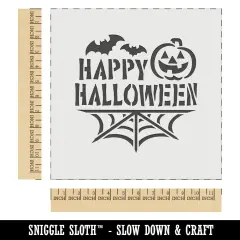 Happy Halloween Bats Spider Web Jack-O'-LanternWall Cookie DIY Craft Reusable Stencil