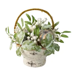 Northlight Gourds and Berries with Foliage in Fall Harvest Artificial Birch Basket - 13" Green