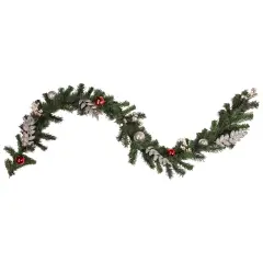 Northlight Pre-Lit LED Battery Operated Pre-Decorated Pine Christmas Garland - 6' x 10" - Warm White Lights Green