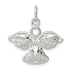 Sterling Silver Filigree Angel Charm Religious Jewelry 20mm L X 20mmW Approx.