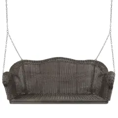 Northlight Hand Woven Resin Wicker Porch Swing with Chain - Chocolate Brown