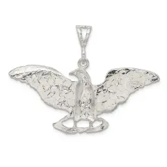 Sterling Silver Eagle Charm Pendant Bird Jewelry 54mm x 28mm