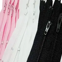 YKK Zipper 15pcs Assorted Colors Ykk#3 Nylon Coil Zippers Tailor Sewer Crafter's 3 Inch (Special Doll Zipper) Pink, Black, White (15 Zippers/Pack)