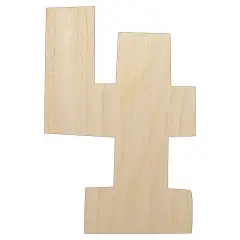 Number 4 Four Fun Bold Font Unfinished Wood Shape Piece Cutout for DIY Craft Projects
