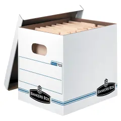 Bankers Box Stor/File Basic-Duty File Storage Box, Letter/Legal Size, 12 x 15 x 10 Inches, White/Blue, Pack of 4