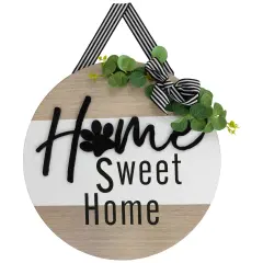 Northlight Home Sweet Home Paw Print Wall Sign - 15.75" White