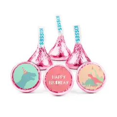 85ct Girl Dinosaur Birthday Candy Party Favors Hershey's Kisses Milk Chocolate (85 Candies + 1 Sheet Stickers) - Assembly Required - by Just Candy