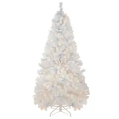 Northlight 7.5' Pre-Lit Seneca White Spruce Artificial Christmas Tree, Dual Function LED Lights