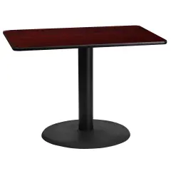 Emma and Oliver 24"x42" Rectangular Laminate Table with 24" Round Table Base Mahogany