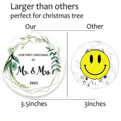 Our First Christmas Married Ornament 2023 As Mr and Mrs Newlywed Unique 1st Bridal Shower Wedding Gifts for Couple Bride and Groom