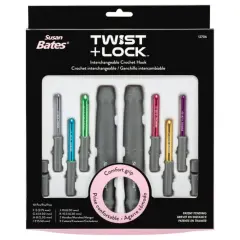Susan Bates Twist + Lock Deluxe Intchg Crochet Hook Set-Sizes F5/3.75mm To K10.5/6.5mm