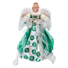 Kurt Adler 16" Lighted Irish Angel Christmas Tree Topper White