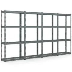 Costway 1/2/3/4 PCS 4-Tier Metal Shelving Unit Heavy Duty Wire Storage Rack with Anti-slip Foot Pads Grey