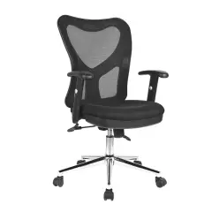 Techni Office Solutions 3' Black and Metallic Silver High Back Mesh Office Chair With Chrome Base