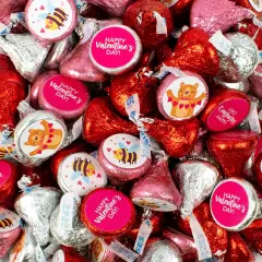 100ct Valentine's Day Candy Hershey's Kisses Chocolate with Stickers (1lb Approx. 100 pcs)- By Just Candy - By Just Candy
