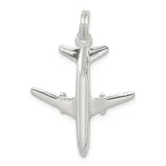 Sterling Silver Airplane Charm Airliner Pendant Jewelry 25mm x 22mm