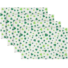 Northlight Shamrock St. Patrick's Day Placemats - 18" - White and Green - Set of 4