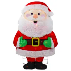 Northlight Lighted 2D Chenille Santa Outdoor Christmas Decoration - 32" - Warm White Lights Red