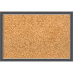 Eva Black Silver Thin Framed Corkboard, Natural Cork
