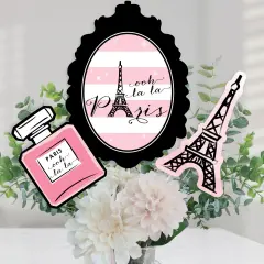 Big Dot of Happiness Paris, Ooh La La - Paris Themed Baby Shower or Birthday Party Centerpiece Sticks - Table Toppers - Set of 15