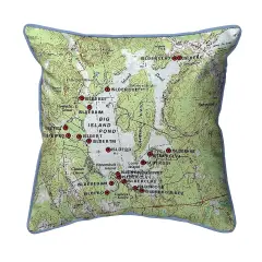 Big Island Pond, NH Map Pillow 22x22 &ndash; Extra Large Zippered Indoor/Outdoor