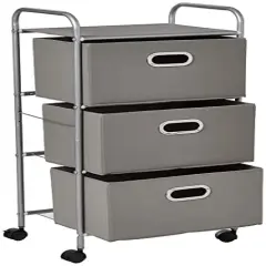 3 Drawer Rolling Cart - Gray CRT-06248 Grey 11.5 in L x 16.125 in W x 35.5 in H (29.2 cm L x 41 cm W x 90.2 cm H)
