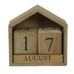 Wood Block Perpetual Calendar Office Desk Home Countertop Rustic Farmhouse Decor