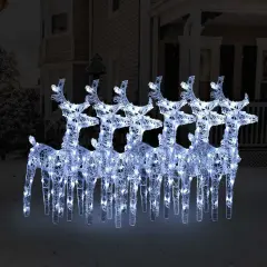 6 pcs Christmas Reindeers 240 LEDs Acrylic Cold white